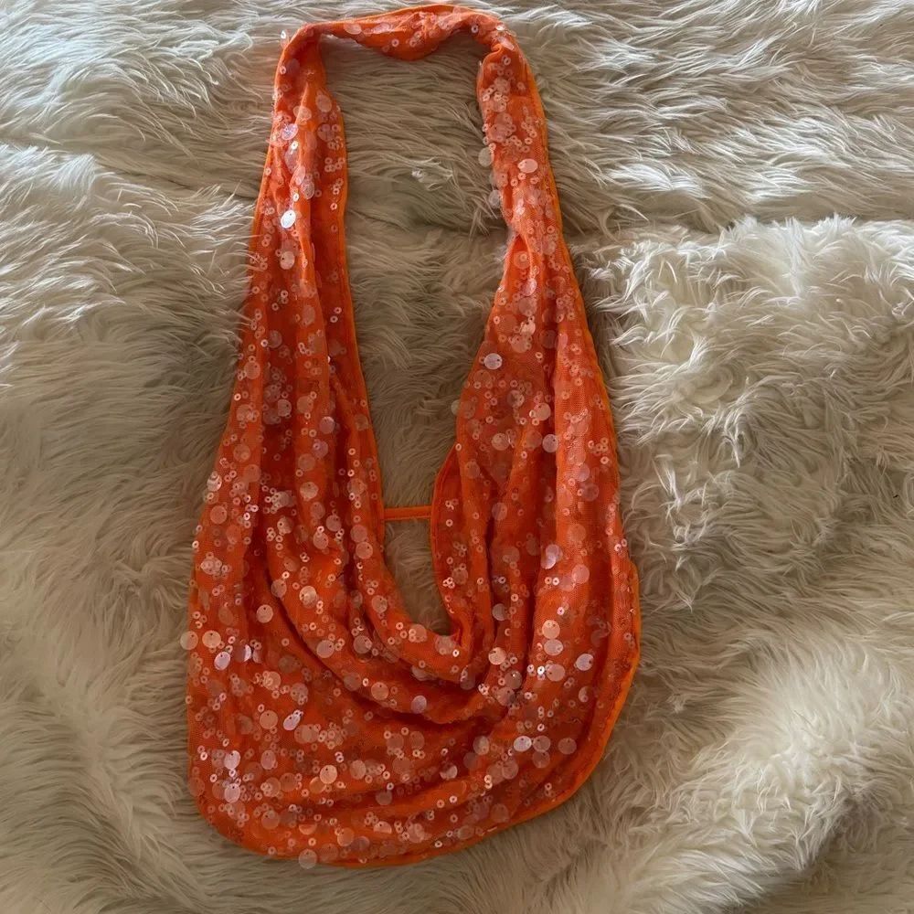 Orange Sequin Halter Top - Picture 2 of 3